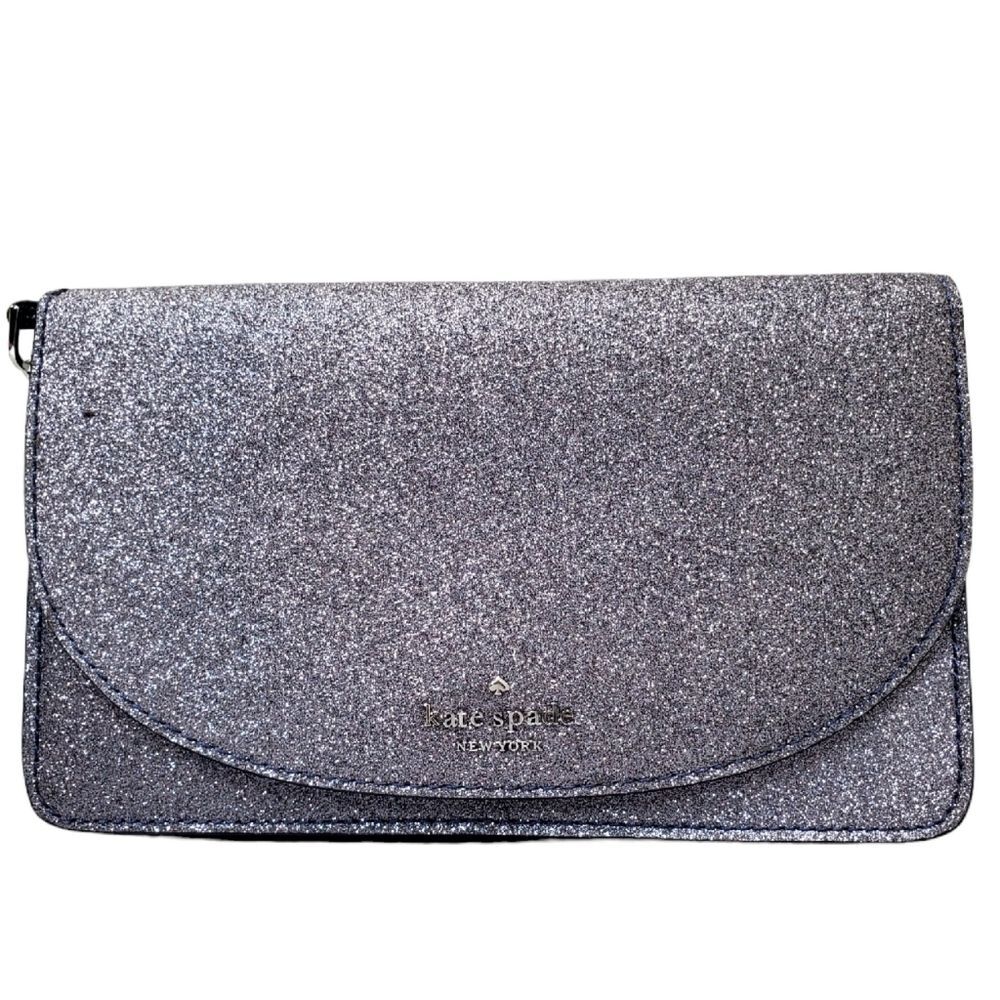 KATE SPADE NY Glitter Slim Wallet Wristlet Clutch Snap Closure